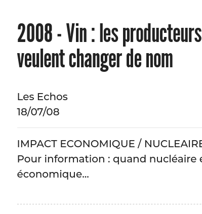 2008 - Vin : les producteurs de Coteaux du Tricastin veulent changer de nom